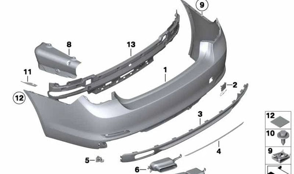 Revestimiento Parachoques Imprimado Trasero para BMW F01, F02, F04 (OEM 51127209926). Original BMW