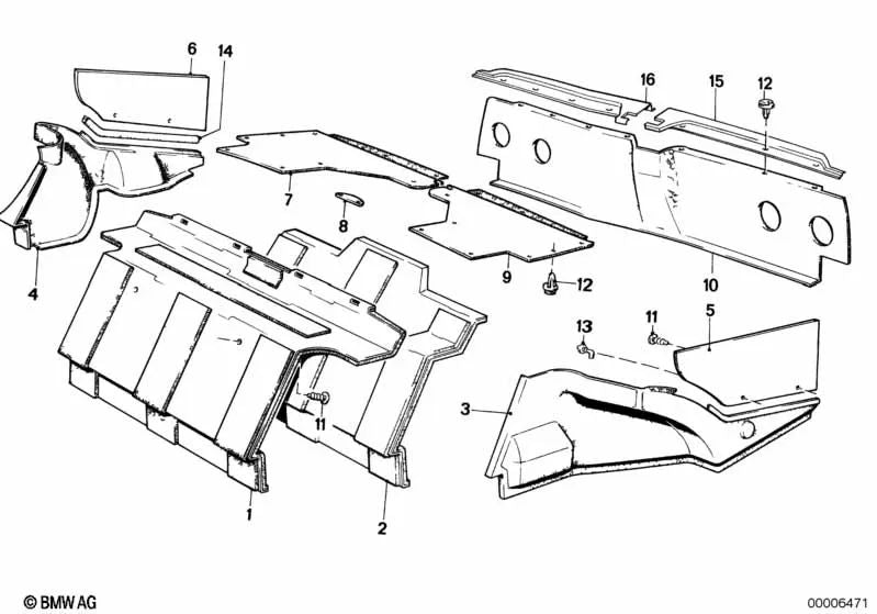 Protector de Montura de Panel Trasero Izquierdo para BMW E24 (OEM 51471935567). Original BMW