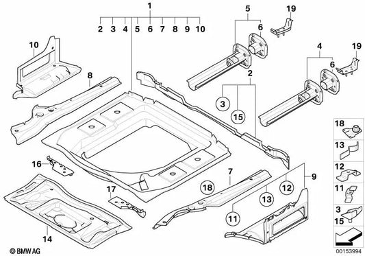 Suelo del maletero para BMW Serie 5 E61N (OEM 41128042478). Original BMW.