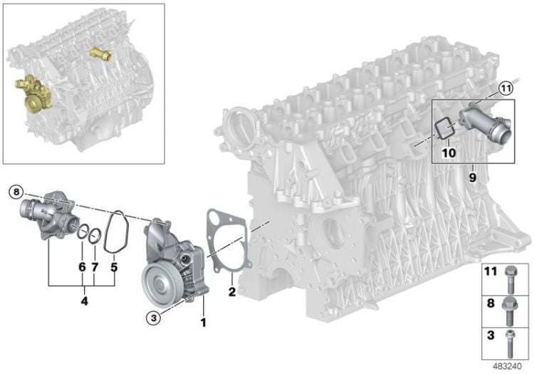 Bomba De Agua / Líquido Refrigerante Mecánica Para Bmw E87 E90 E91 E92 E93 E60 E61 E63 E64 E83 E70