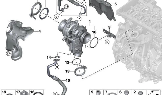 OEM Clamp 11628519885 pour BMW F20, F21, F40, F22, F23, F45, F46, F30, F31, F34, F32, F33, F36, F10, F11, G30, G31, G11, G12, F48, F39, F25, G01 , F26, G02, G05, G06, G07, F55, F56, F57, F54, F60. BMW d'origine.