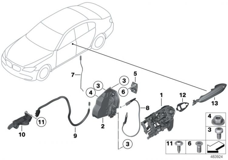 Sistema De Cerradura Puerta Delantera Para Bmw Varios Modelos. Original Recambios