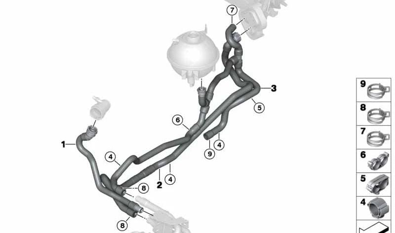 Manguera de Refrigerante de Retorno para BMW F25, F26 (OEM 64219305620). Original BMW