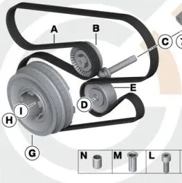 Conjunto Correa de Transmisión Bomba de Agua Alternador para BMW E46, E60, E61, E63N, E64N, E83, E53 (OEM 11282339100). Original BMW.