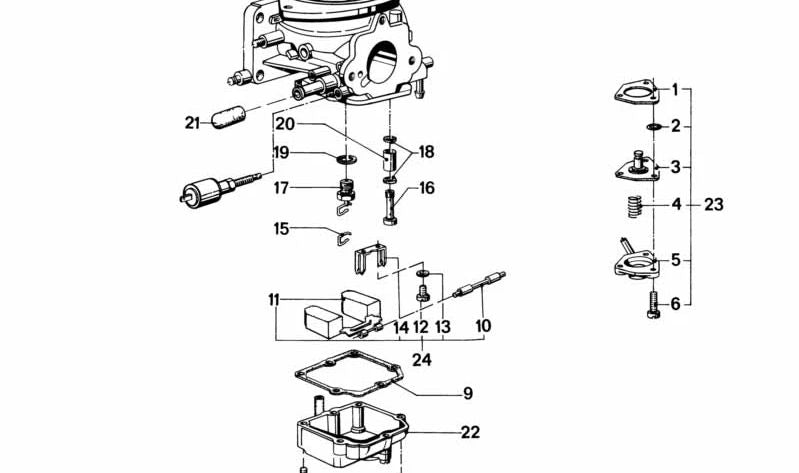 Nadelventil (Vergaser) OEM 13111258180 für BMW E12. Original BMW.