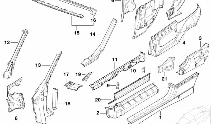 Parabrisas interior izquierdo para BMW Serie 3 E36 (OEM 41218170635). Original BMW