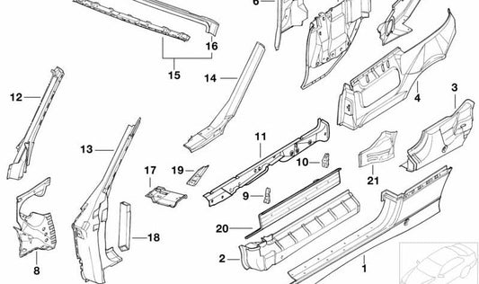 Parabrisas intérieurs gauche pour la série BMW 3 E36 (OEM 41218170635). BMW d'origine