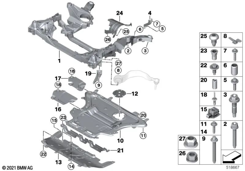 Aislamiento acústico del compartimiento trasero para BMW Serie 5 G30, G30N, G31, G31N, Serie 6 G32, G32N, Serie 7 G11, G11N, G12, G12N (OEM 31116869319). Original BMW.