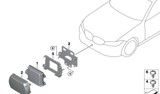 Soporte para sensor de radar frontal para BMW G11N, G12N (OEM 66316889079). Original BMW.