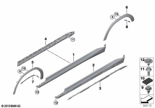 Cubierta de umbral derecha para BMW G06 (OEM 51777492080). Original BMW