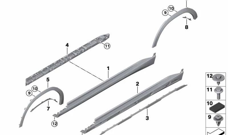 Aletín arrière droit 51777469418 pour BMW G06. BMW d'origine.