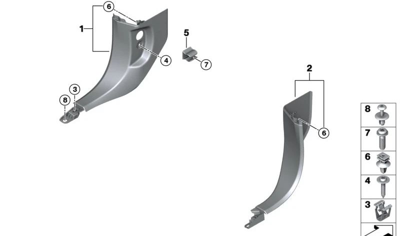 Panel lateral delantero derecho OEM 51437486918 para BMW G05, F95, G06, F96, G07, G09. Original BMW.