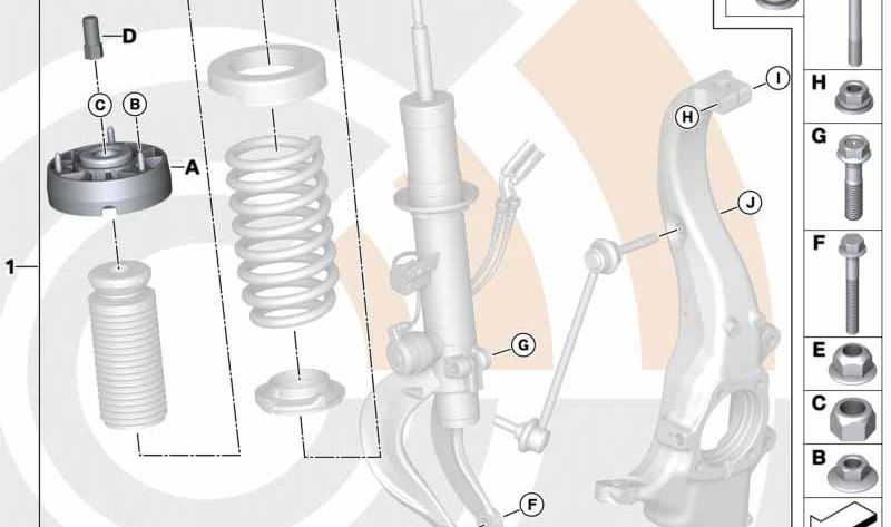 Kit de reparación de soporte de amortiguador OEM 31352475203 para BMW F15, F16. Original BMW.