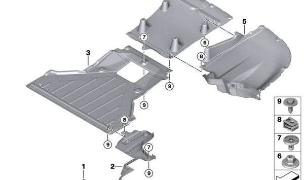 Deflector trasero izquierdo para BMW Serie 5 G60, G61 (OEM 51759850635). Original BMW