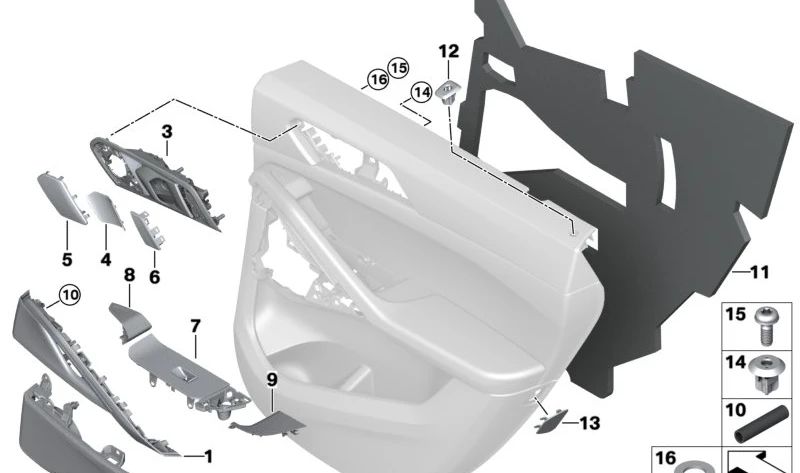 Vellón acústico trasero derecho para BMW X6 F96, G06 (OEM 51426998880). Original BMW