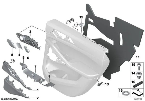 Cubierta superior derecha para BMW G06, G06N (OEM 51419493706). Original BMW.