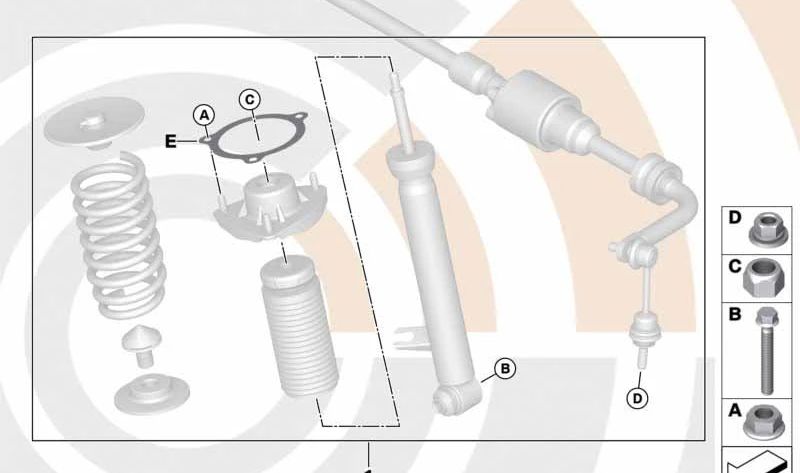 Kit de Montaje Amortiguador Trasero para BMW X5 F15, X6 F16 (OEM 33522475054). Original BMW