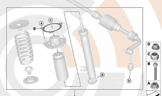 Kit de Montaje Amortiguador Trasero para BMW X5 F15, X6 F16 (OEM 33522475054). Original BMW