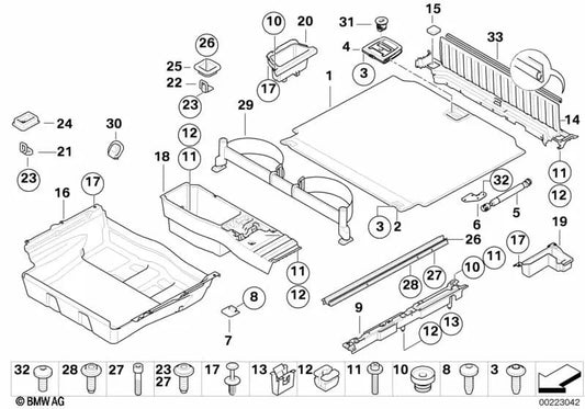 Fondo del maletero para BMW E70, E70N (OEM 51477253870). Original BMW