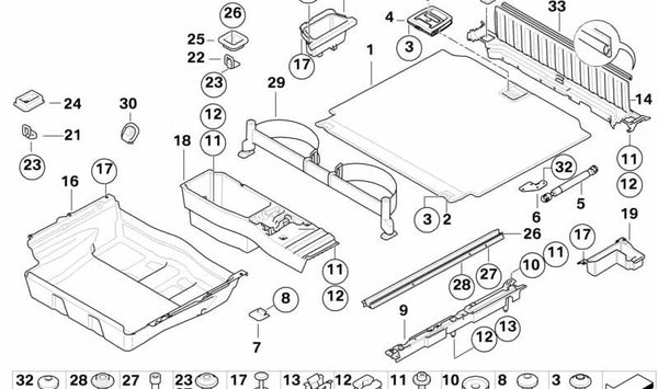 Tapa embellecedora de anclaje trasero OEM 51476972990 para BMW E70 X5. Original BMW.