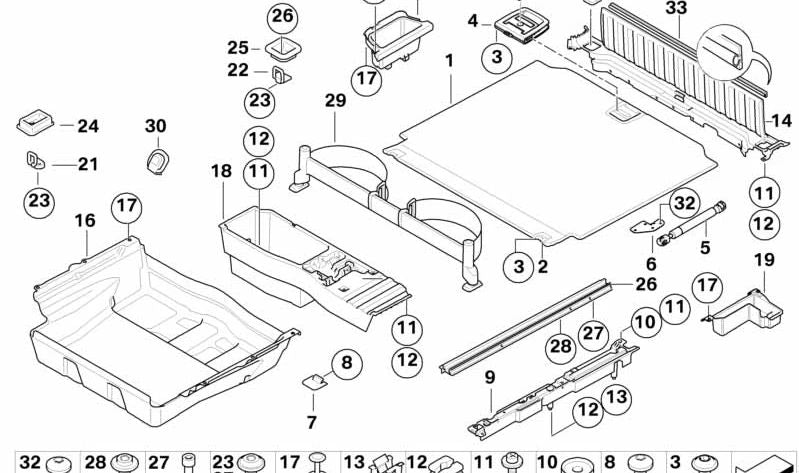 Compartiment de stockage droit OEM 51476955022 pour BMW E70. BMW d'origine.