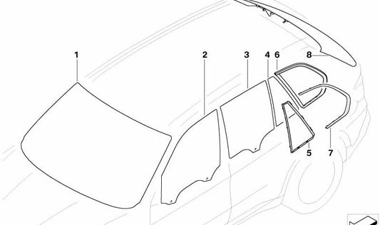 Luna trasera verde para BMW X5 E70 (OEM 51317152766). Original BMW