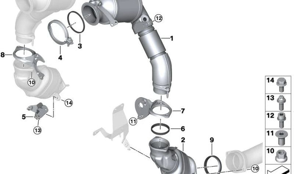 Junta para BMW Serie 5 F90N, G90, Serie 7 G70, Serie 8 F91, F92, F93, X5 F95, G05N, X6 F96, G06N, X7 G07N, XM G09 (OEM 18309504710). Original BMW.