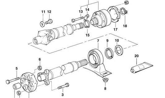 CV joint with knurled pin for BMW E38 (OEM 26111229772). Original BMW