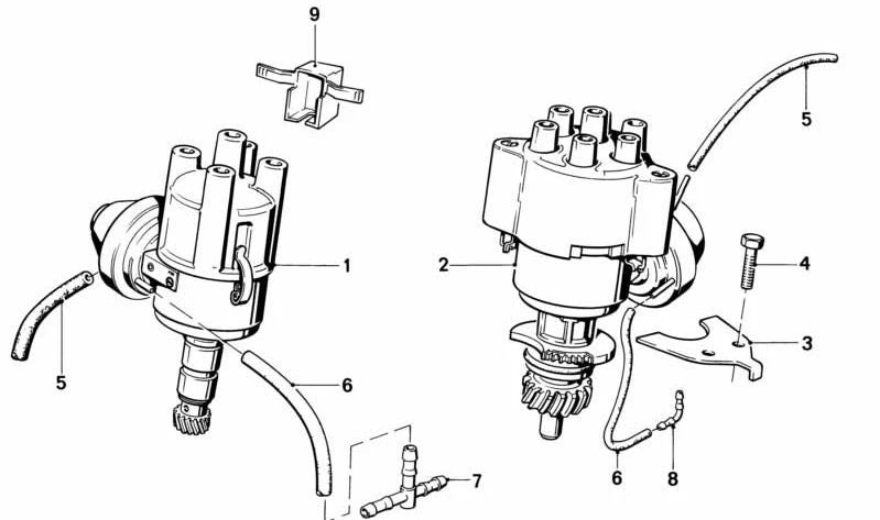 Ignition distributor for BMW E30, E28 (OEM 12111711231). Original BMW