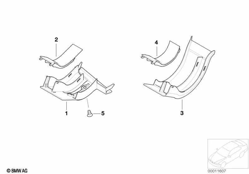 Cable routing cover left for BMW 5 Series E39 (OEM 61138364787). Original BMW