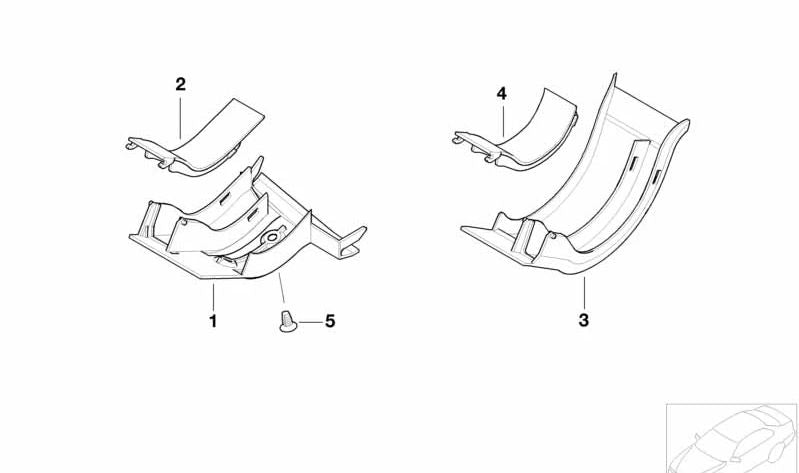 Left cable guide cover for BMW 5 Series E39 (OEM 61138364789). Original BMW.