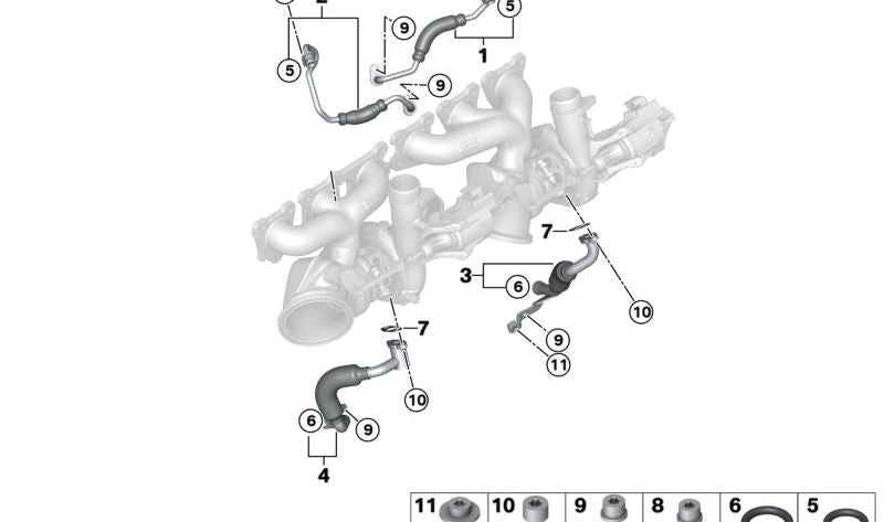 Tubería de Aceite de Suministro para BMW F87N, F80, F82, F83 (OEM 11427848522). Original BMW