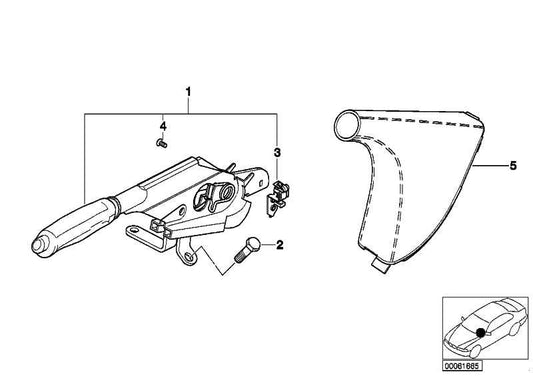 Funda Palanca Freno De Mano Cuero Negro Para Bmw E39 Serie 5 . Original Recambios