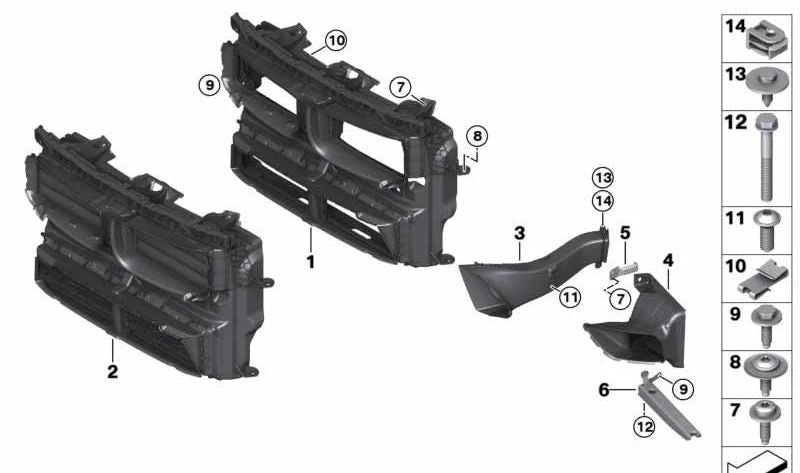 Duto de ar para o radiador esquerdo OEM 51118075924 para BMW F48. BMW original.