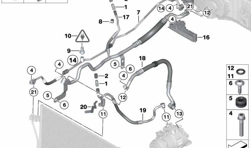 Tubería de succión para BMW Serie 7 F01, F02 (OEM 64539119989). Original BMW.