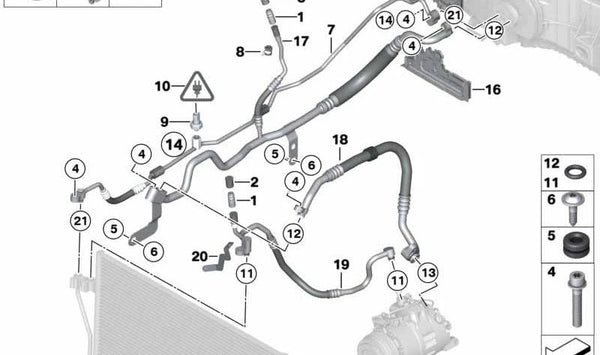 Línea de presión para BMW F01, F01N, F02, F02N (OEM 64539119991). Original BMW