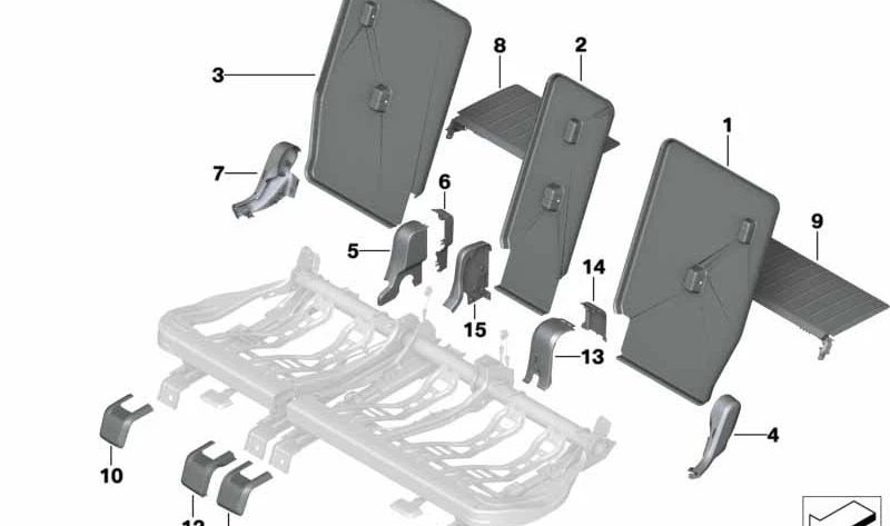 Cubierta de ranura derecha para BMW Serie 2 F45, F48 (OEM 52207384726). Original BMW