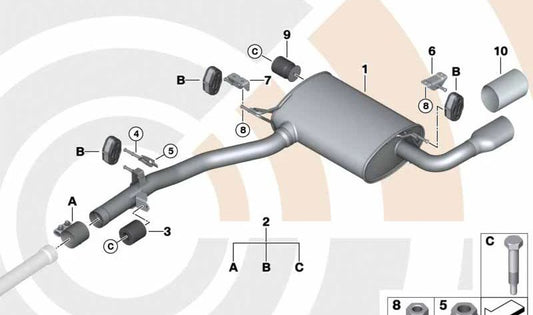 Silenciador trasero para BMW X3 F25 (OEM 18308572475). Original BMW