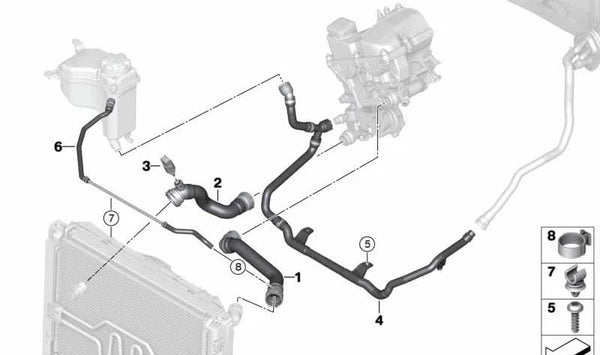 Tubería de Retorno de Calefacción para BMW Serie 1 E81, E82, E87, E87N (OEM 17127548239). Original BMW