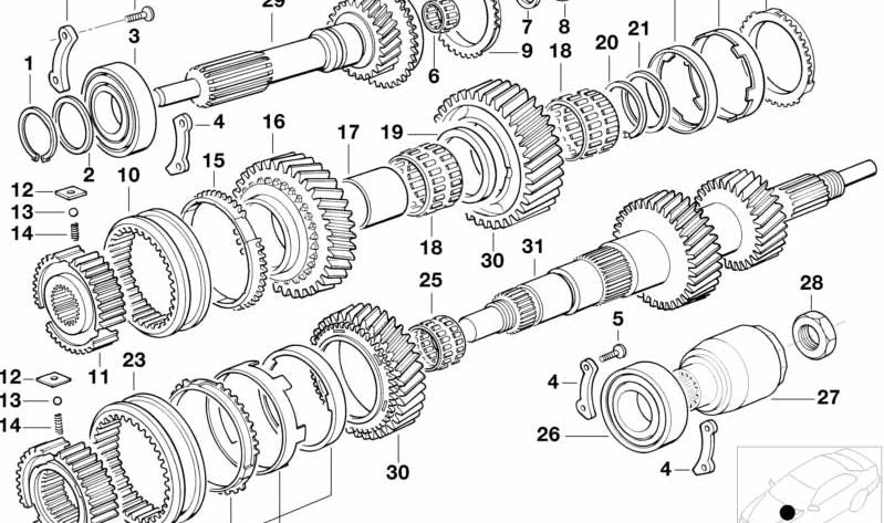 Rueda de Cambio para BMW Serie 3 E36, E46, Serie 5 E34, E39, Serie 7 E38 (OEM 23221282453). Original BMW