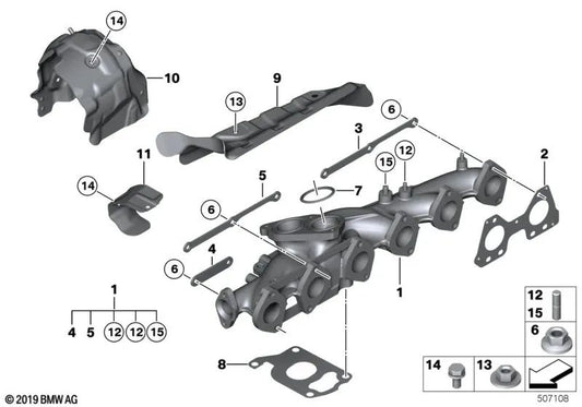 Junta Metálica para BMW Serie 3 F30, F31, F34, Serie 4 F32, F33, F36, Serie 5 F07, F10, F11, G30, G31, Serie 6 F06, F12, F13, G32, Serie 7 F01, G11, G12, Serie 8 G14, G15, G16, X3 F25, G01, X4 F26, G02, X5 E70N, F15, X6 E71, F16 (OEM 11657810781). Origina