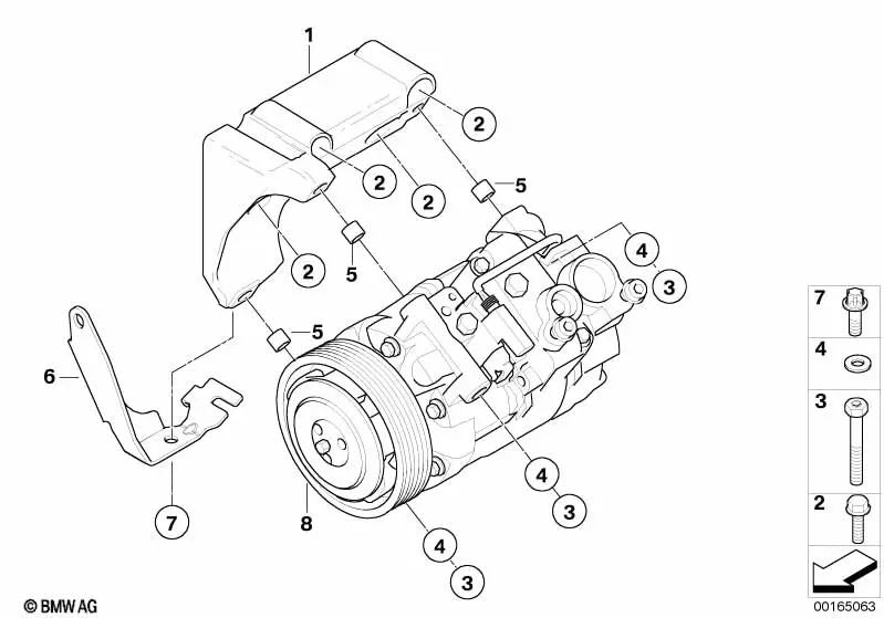 Compresor de Climatización para BMW Serie 5 E60N (OEM 64526980044). Original BMW