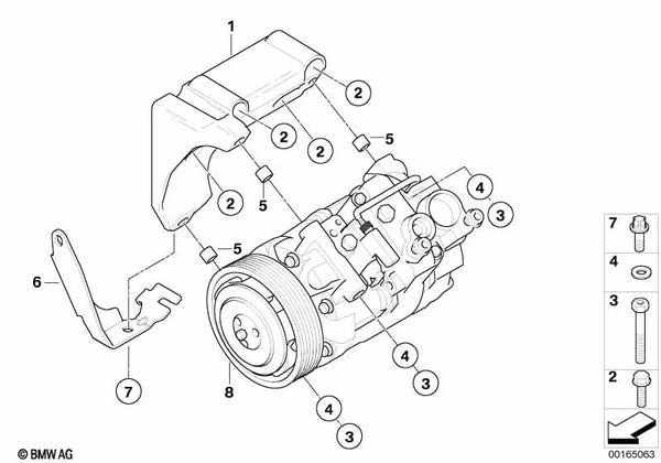 Compresor de Climatización para BMW Serie 5 E60N (OEM 64526980044). Original BMW