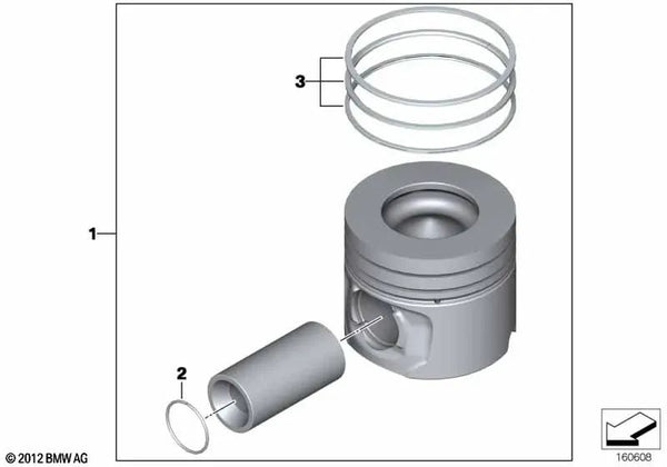 Kit de reparación de anillos de pistón para BMW F20, F21 Serie 1, F22 Serie 2, E90N, E91N, E92N, E93N, F30, F31, F34 Serie 3, F32, F33, F36 Serie 4, F07, F10, F11 Serie 5, E84 X1, F25 X3, F15 X5 (OEM 11257812638). Original BMW