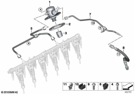 Motorvorlaufrohr für BMW G42, G20, G21, G28, G22, G23, G26, G30, G31, G38, G32, G11N, G12N, G14, G15, G16, G01, G08, G02, G05, G18, G06, G07 , G29 (OEM 13539452385). Original BMW