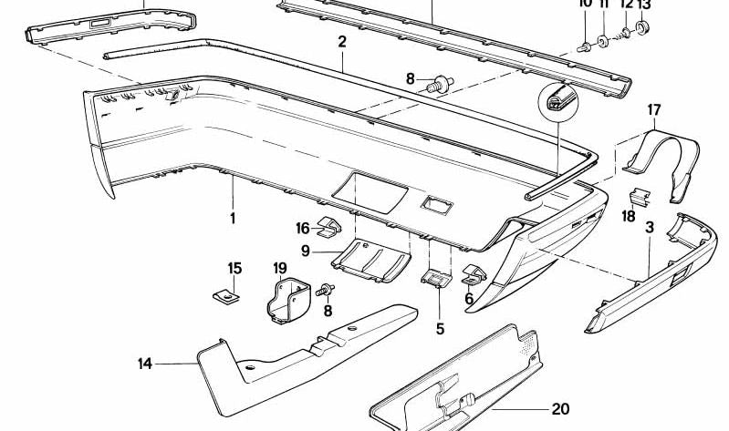 Blende pintada para BMW Serie 5 E34 (OEM 51121973387). Original BMW