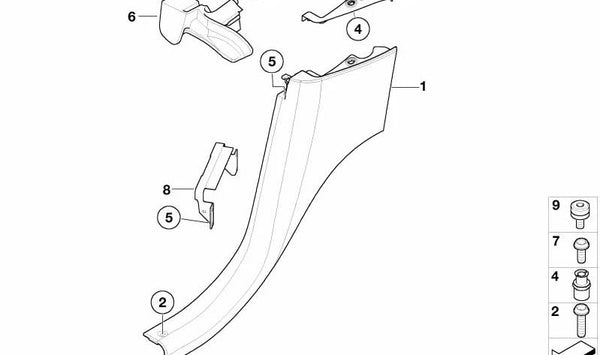 Soporte revestimiento lateral trasero para BMW Z8 E52 (OEM 51438268779). Original BMW.