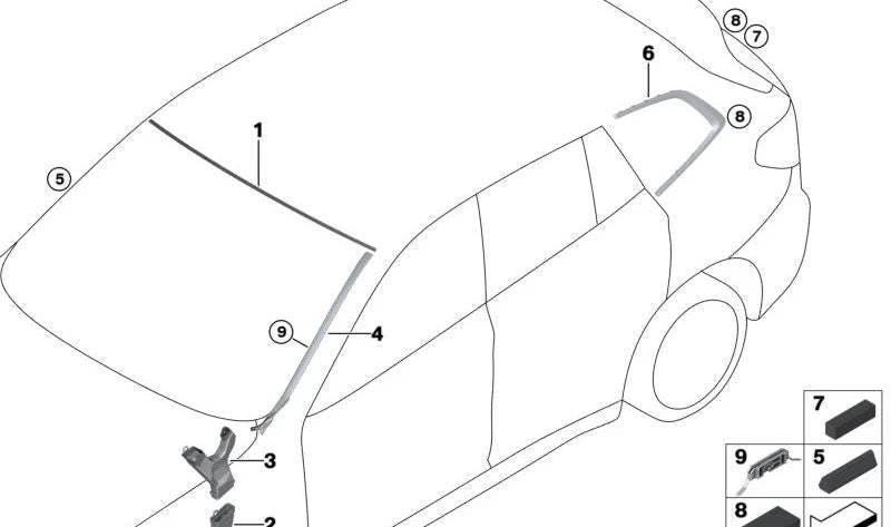 Canal de drenaje de agua superior derecho OEM 51317411522 para BMW G01, G08, F97, G02, F98. Original BMW.