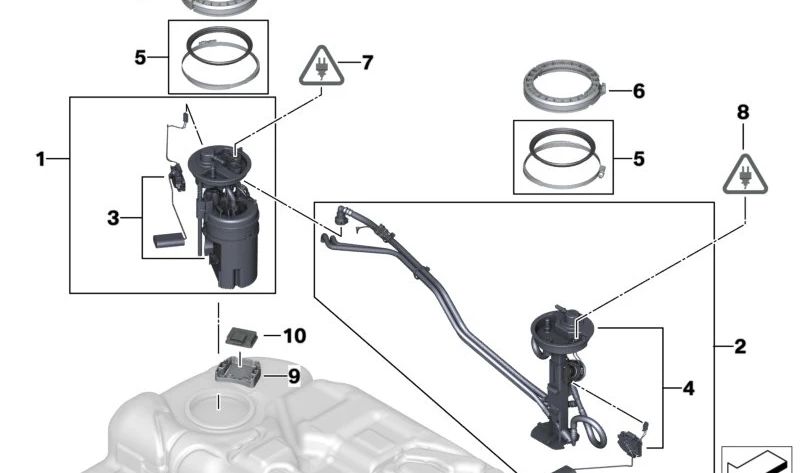 Sensor de nivel de combustible izquierdo para BMW X5 E70, F15, F85, X6 E71, F16, F86 (OEM 16117212632). Original BMW