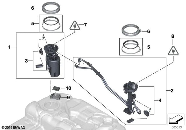 Unidad de suministro con bomba intank y filtro para BMW X5 E70N, F15, X6 E71, F16 (OEM 16117207600). Original BMW.